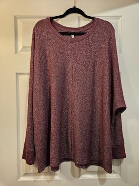 Time and Tru Marled Burgundy Pullover Sweatshirt
